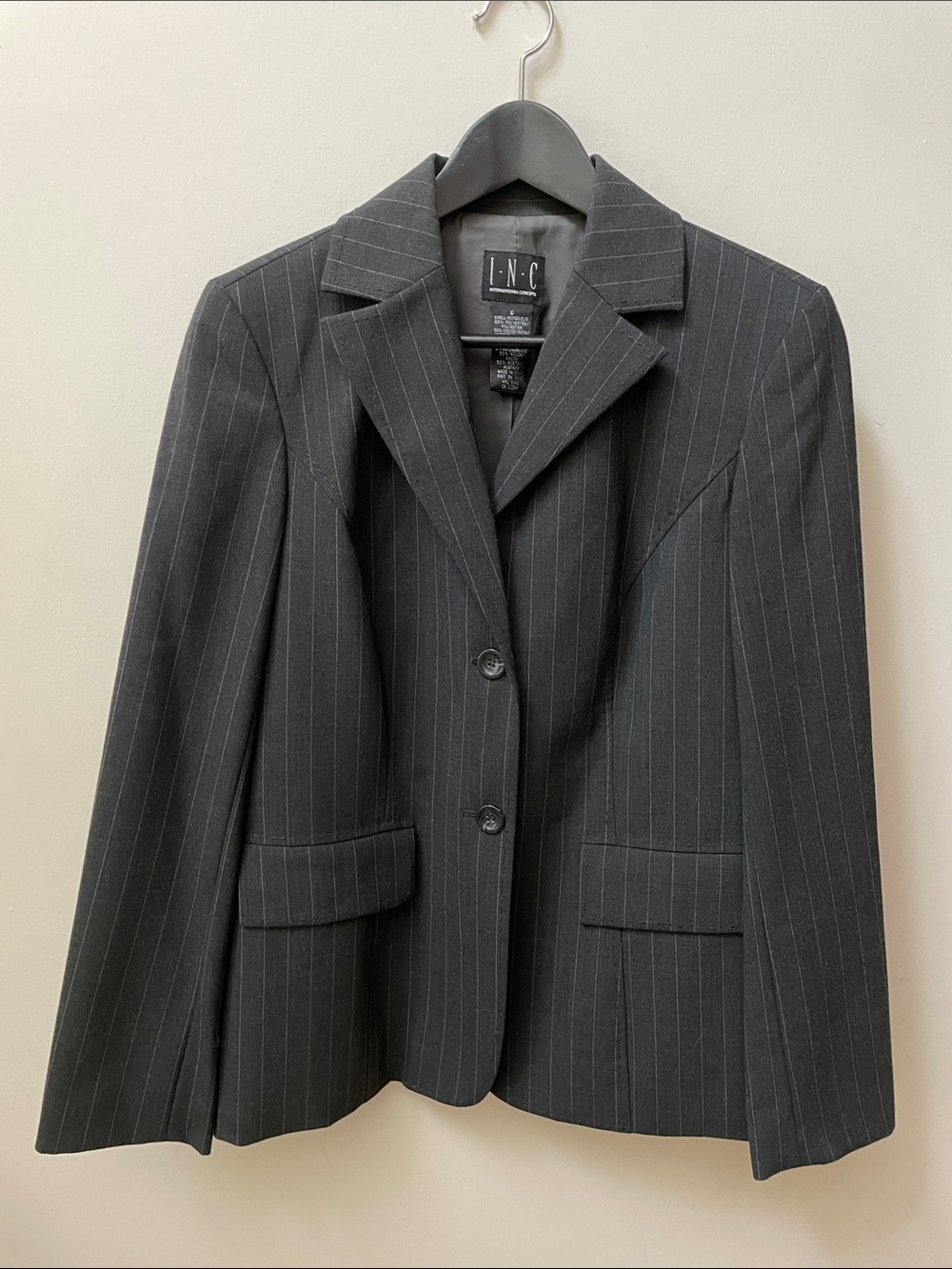 Vintage INC International Concepts Charcoal Pinstripe Tailored Blazer 2000s